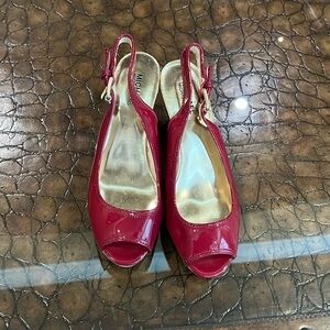 MICHAEL Michael Kors Red Slingback Peep Toe Heels Size